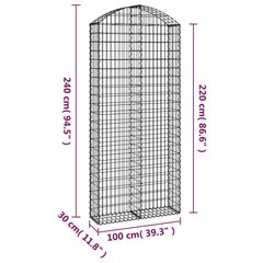 vidaXL kaarekujuline gabioonkorv, 100x30x220/240 cm, tsingitud raud hind ja info | Aiad ja tarvikud | kaup24.ee