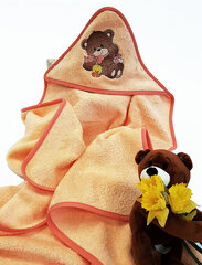 Детское полотенце с капюшоном Bear, коралловый цвет цена и информация | Maudynių prekės | kaup24.ee