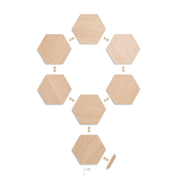 Nanoleaf Elements Wood Hexagons Starter Kit (7 panels) цена и информация | Seinavalgustid | kaup24.ee