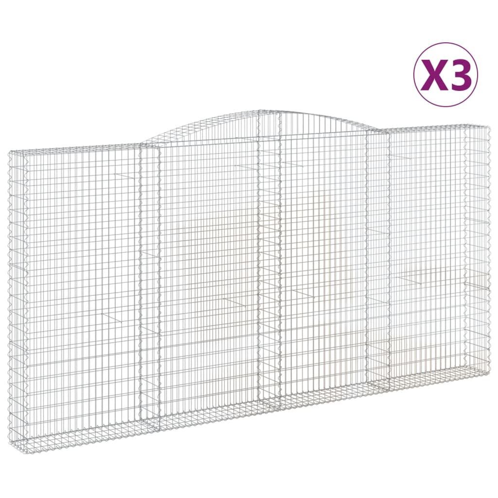 vidaXL kaarekujulised gabioonkorvid 3 tk, 400x30x200/220 cm, raud hind ja info | Aiad ja tarvikud | kaup24.ee