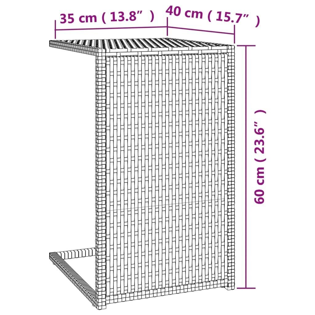 vidaXL C-kujuline laud, must, 40 x 35 x 60 cm, polürotang цена и информация | Diivanilauad | kaup24.ee