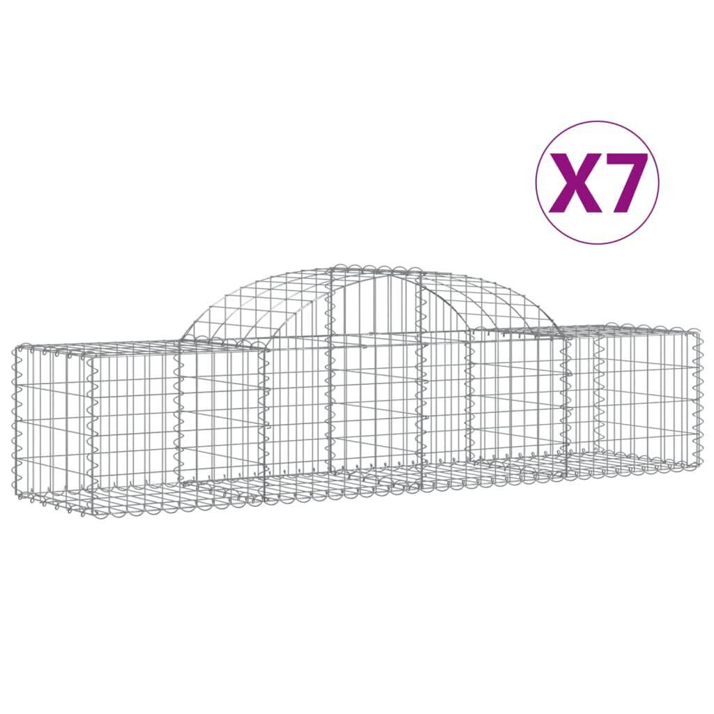 vidaXL kaarekujulised gabioonkorvid 7 tk, 200x50x40/60 cm, raud hind ja info | Aiad ja tarvikud | kaup24.ee