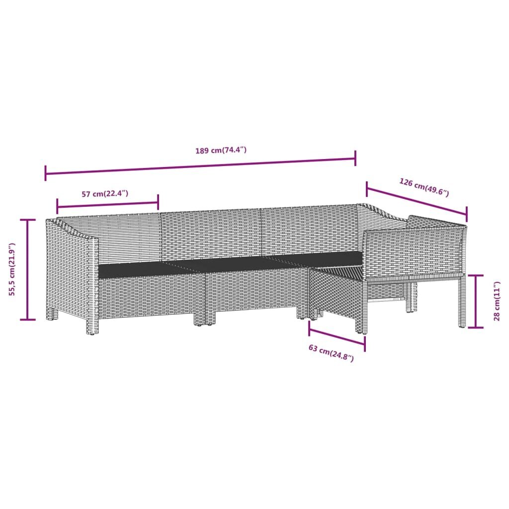 vidaXL 8-osaline aiamööbli komplekt patjadega, hall, polürotang цена и информация | Aiamööbli komplektid | kaup24.ee