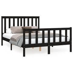vidaXL voodiraam voodipeatsiga, must, 120 x 200 cm, männipuit цена и информация | Кровати | kaup24.ee
