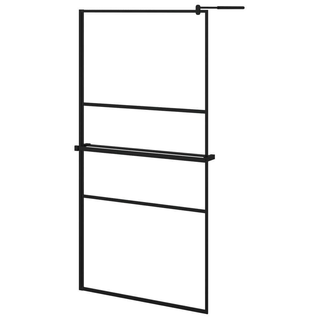 vidaXL dušinurga sein riiuliga, must, 100x195 cm, ESG-klaas/alumiinium hind ja info | Dušikabiinide uksed ja seinad | kaup24.ee