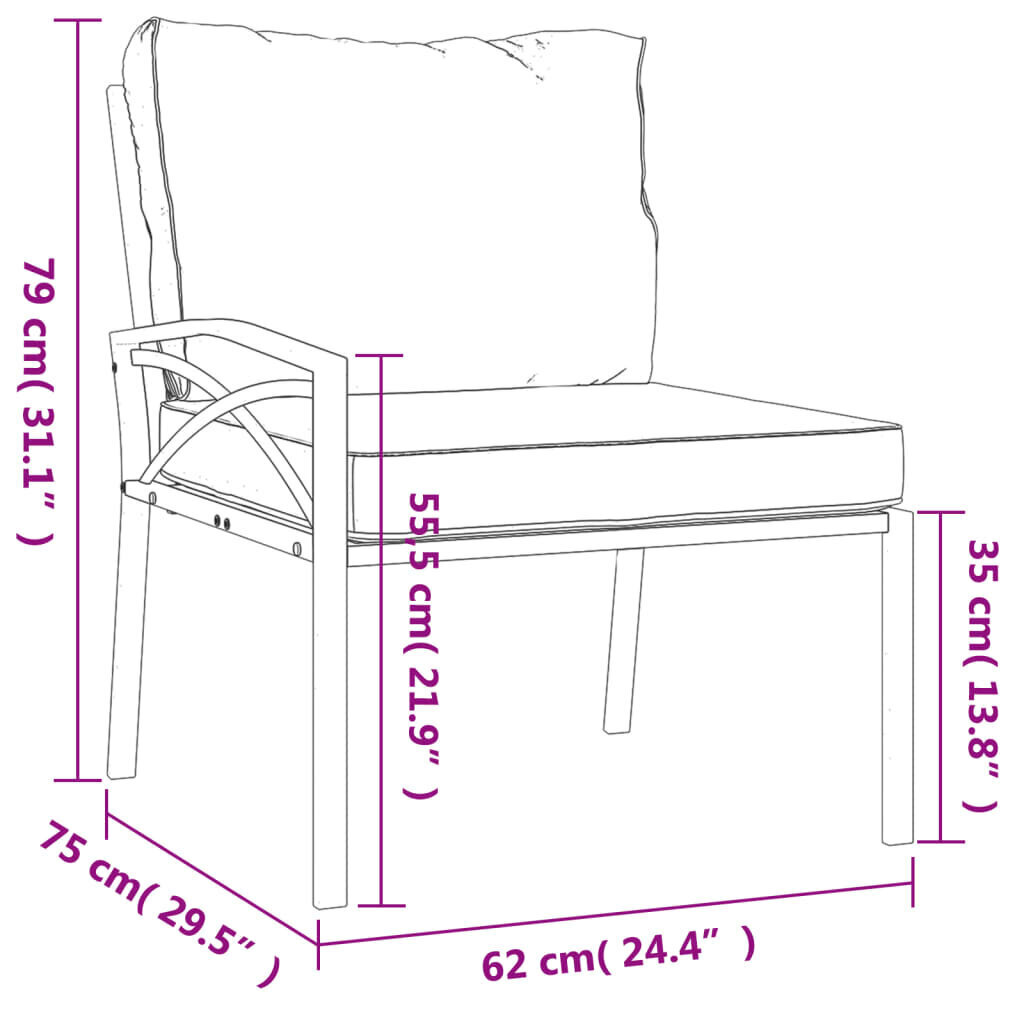 vidaXL aiatoolid liivakarva patjadega, 2 tk, 62 x 75 x 79 cm, teras hind ja info | Aiatoolid | kaup24.ee