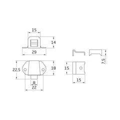 Kinnitus 00, 22*22,5mm, tsingitud, 10 tk. hind ja info | Muud mööblitarvikud | kaup24.ee