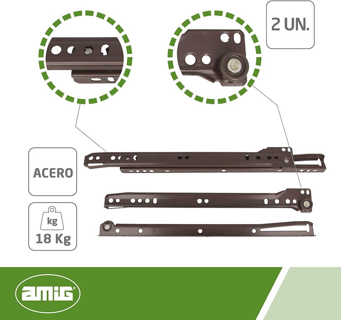 Juhikud sahtlile 16, 400*37mm, valge, 2 tk. цена и информация | Muud mööblitarvikud | kaup24.ee