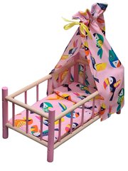 Puidust nuku voodi baldahhiiniga 8238 hind ja info | Tüdrukute mänguasjad | kaup24.ee