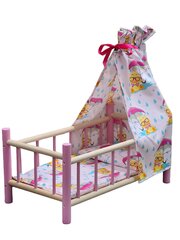 Деревянная кровать для куклы с балдахином и лежанками, 8238 цена и информация | Игрушки для девочек | kaup24.ee