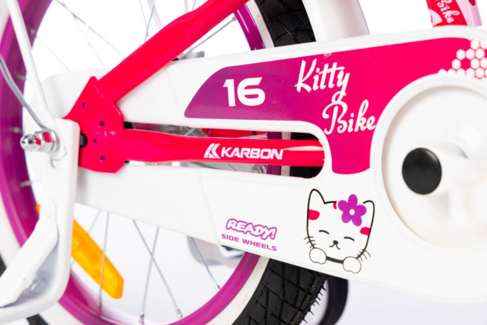 16" Jalgratas Kitty Karbon, värv: valge/erksroosa hind ja info | Jalgrattad | kaup24.ee