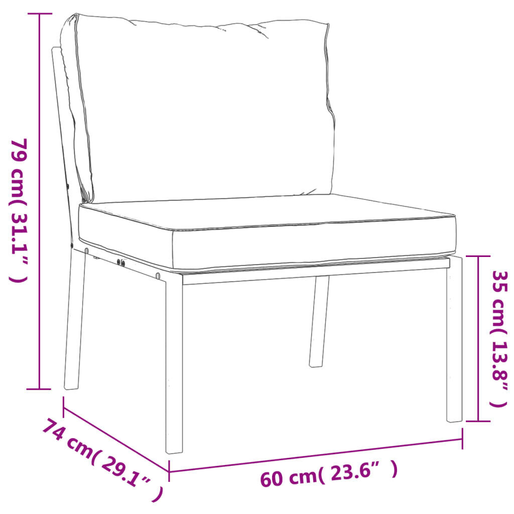 vidaXL aiatoolid liivakarva patjadega, 2 tk, 60 x 74 x 79 cm, teras hind ja info | Aiatoolid | kaup24.ee