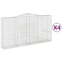 vidaXL kaarekujulised gabioonkorvid 4 tk, 400 x 50 x 200/220 cm, raud цена и информация | Заборы и принадлежности к ним | kaup24.ee