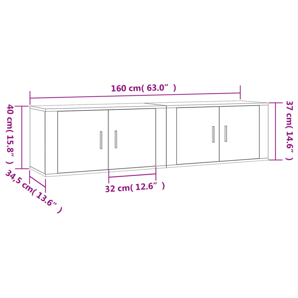 vidaXL seina telerikapid, 2 tk, Sonoma tamm, 80 x 34,5 x 40 cm цена и информация | TV alused | kaup24.ee