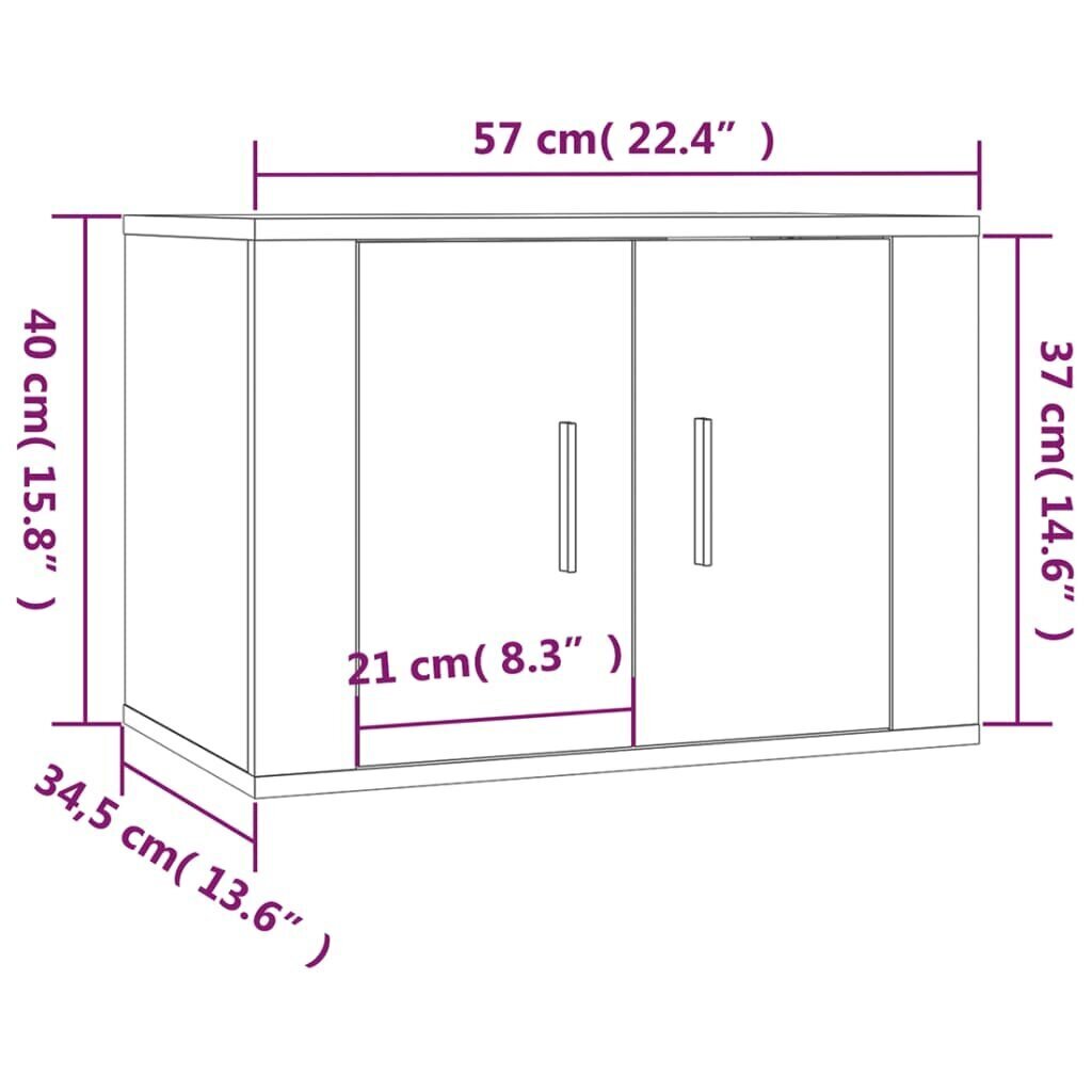 vidaXL seina telerikapid, 2 tk, kõrgläikega valge, 57 x 34,5 x 40 cm цена и информация | TV alused | kaup24.ee