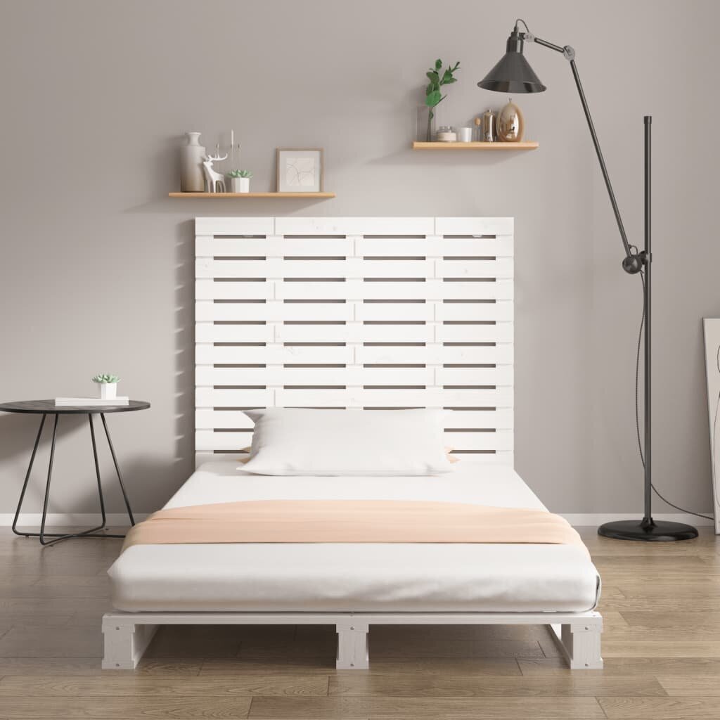 vidaXL seinale kinnitatav voodipeats, valge, 96x3x91,5 cm, männipuit hind ja info | Voodid | kaup24.ee