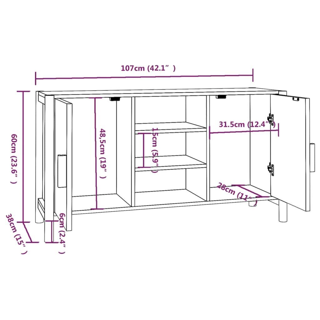 vidaXL puhvetkapp, 107 x 38 x 60 cm, tehispuit цена и информация | Elutoa väikesed kapid | kaup24.ee