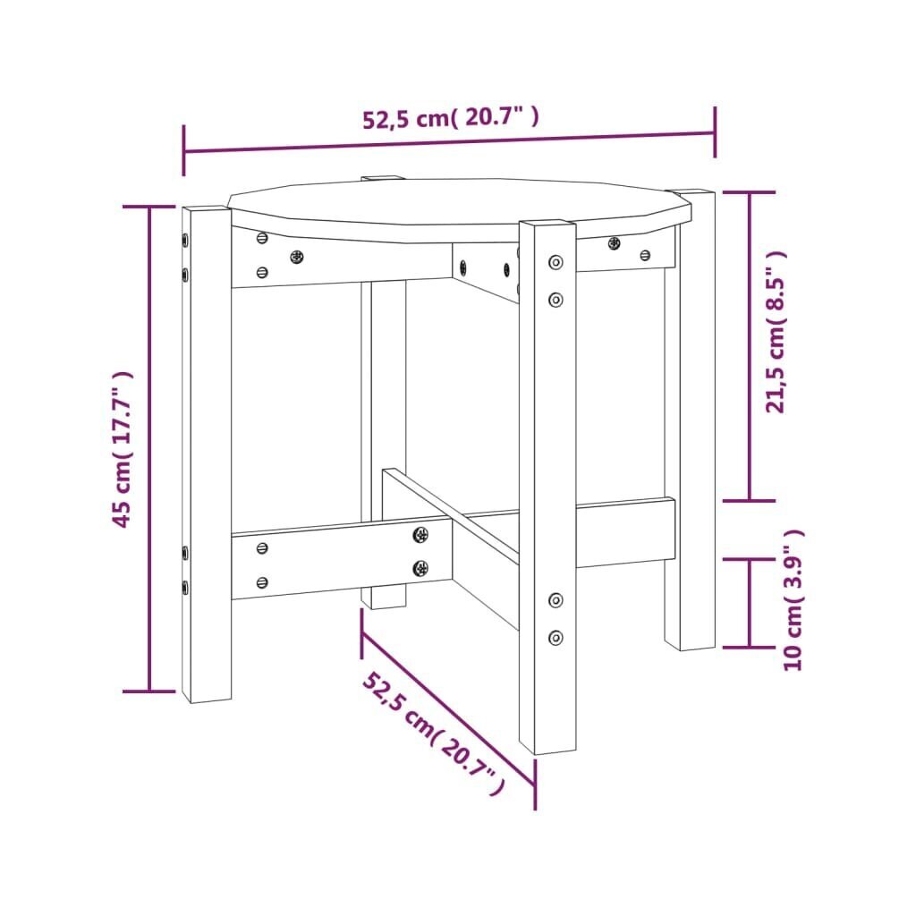 vidaXL kohvilaud, valge, Ø 52,5x45 cm, männipuit hind ja info | Diivanilauad | kaup24.ee