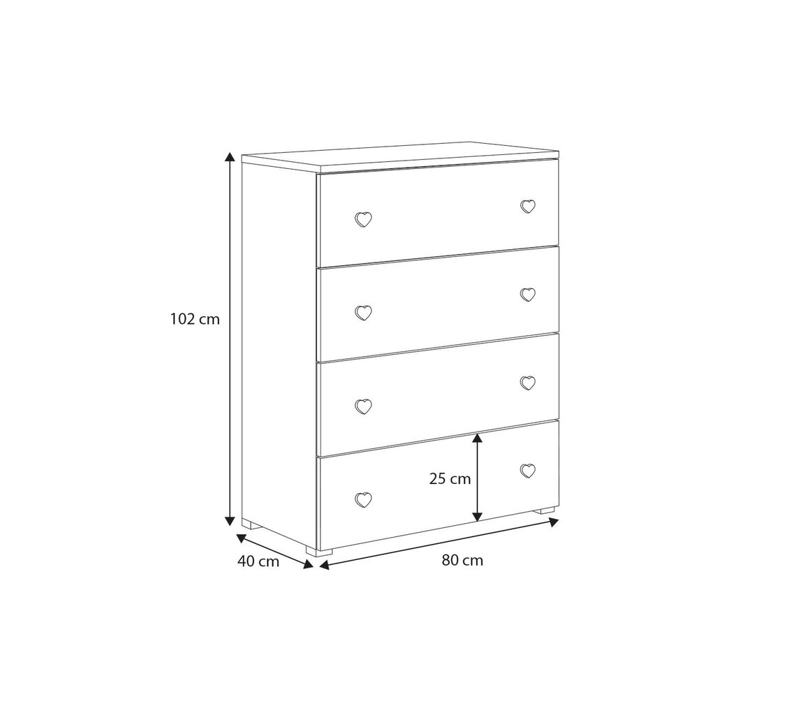 Kummut ADRK Furniture Elza, valge/hall hind ja info | Kummutid | kaup24.ee