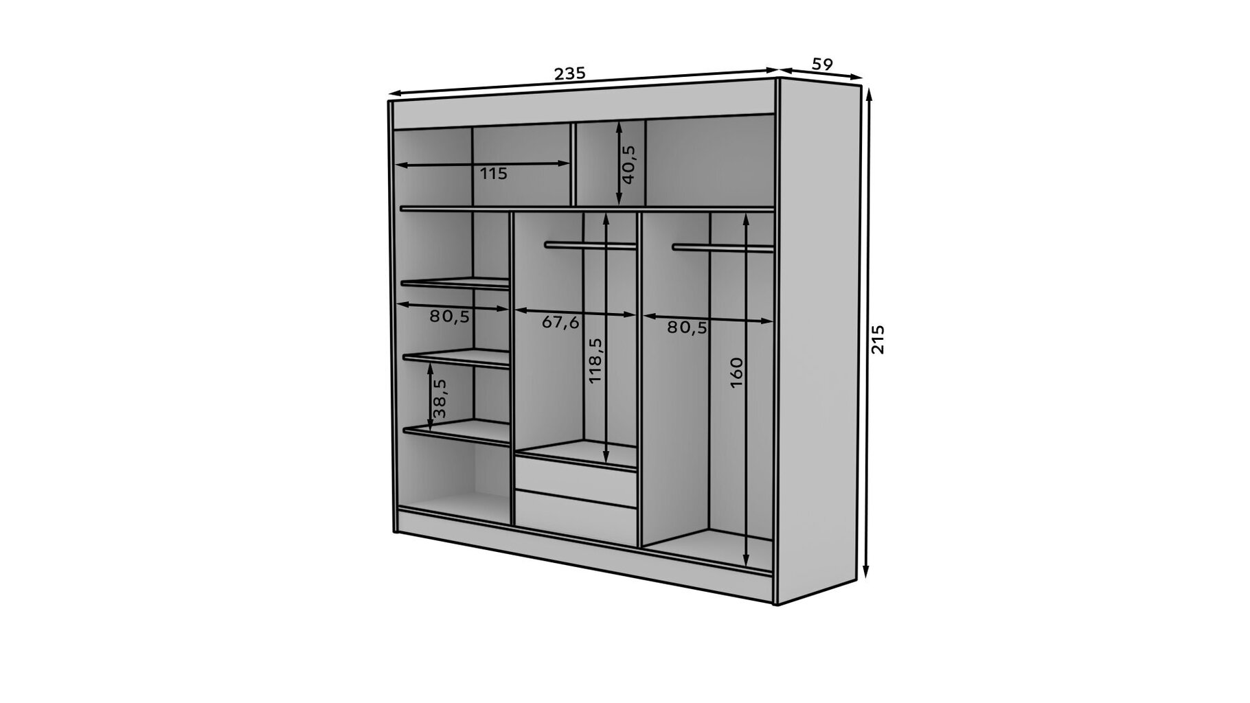 Kapp ADRK Furniture Erwin 235, pruun цена и информация | Kapid | kaup24.ee