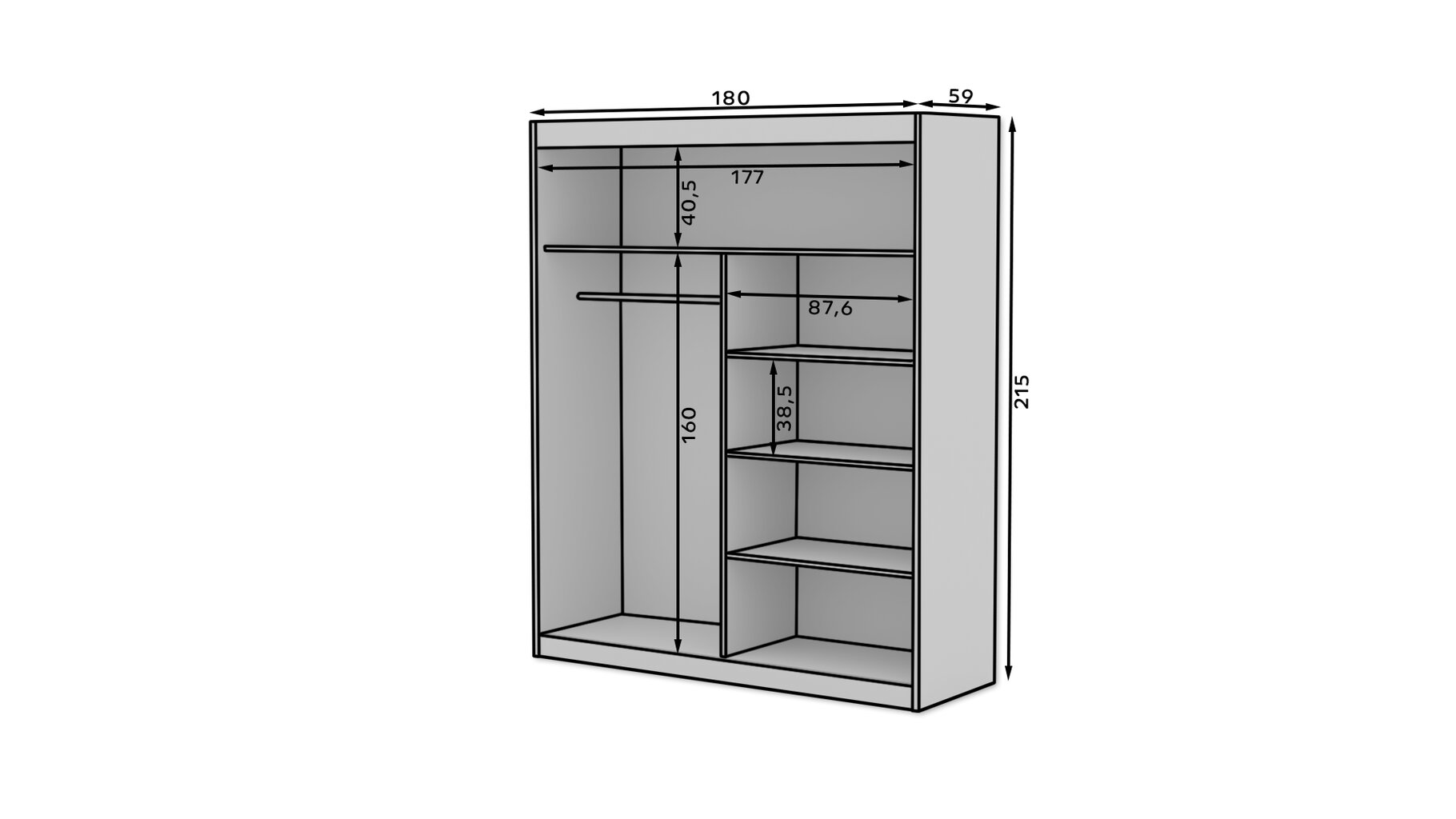 Kapp ADRK Furniture Esti 180, must цена и информация | Kapid | kaup24.ee