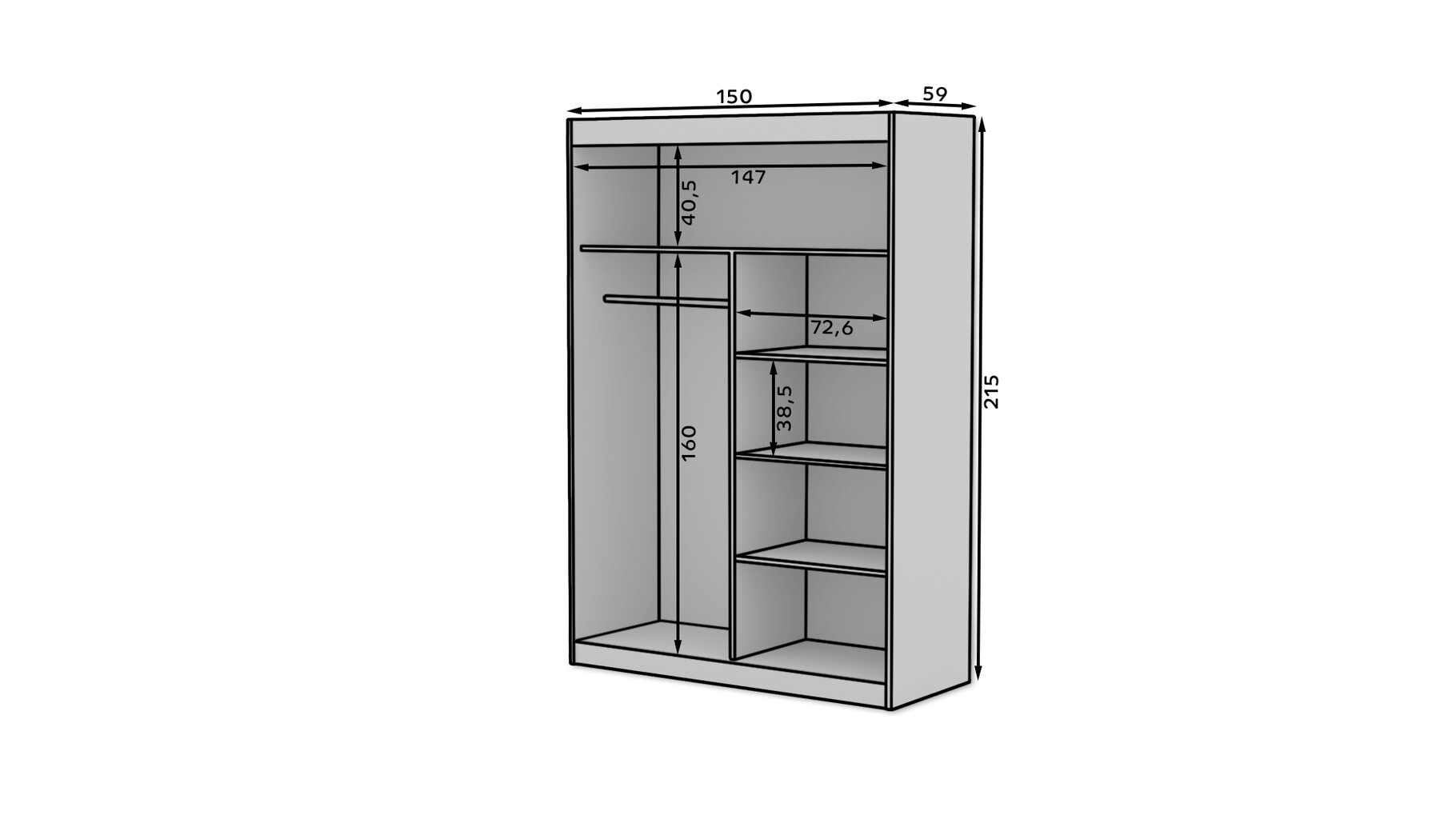 Kapp ADRK Furniture Esti 150, valge цена и информация | Kapid | kaup24.ee