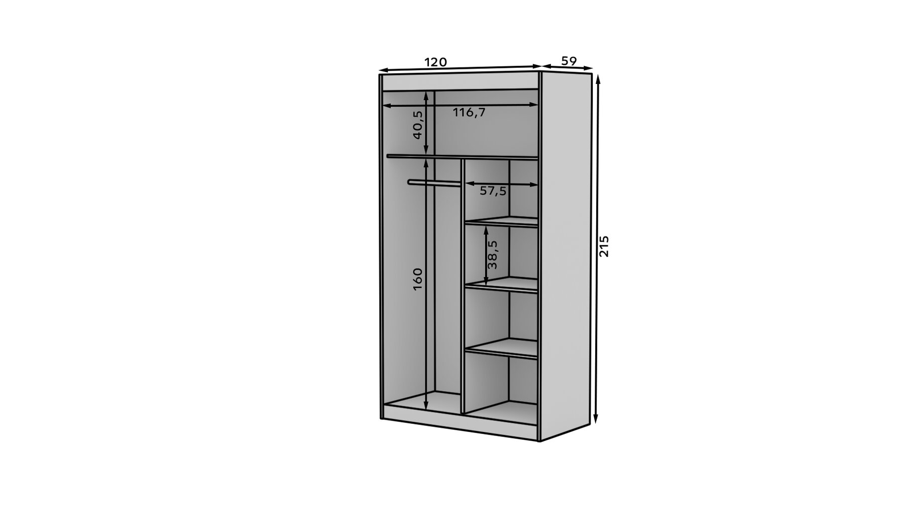 Kapp ADRK Furniture Esti 120, must hind ja info | Kapid | kaup24.ee