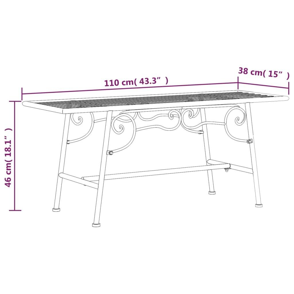 vidaXL puu ümber paigaldatav pink, 110 cm, must, teras цена и информация | Aiapingid | kaup24.ee