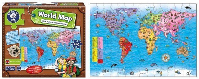 Puzzle Maailma kaart + plakat, 150 hind ja info | Pusled | kaup24.ee