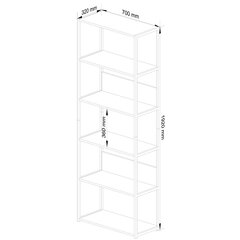 Metallist loft stiilis riiul 70 cm - valge-sonoma tamm - 6 riiulit hind ja info | Riiulid | kaup24.ee