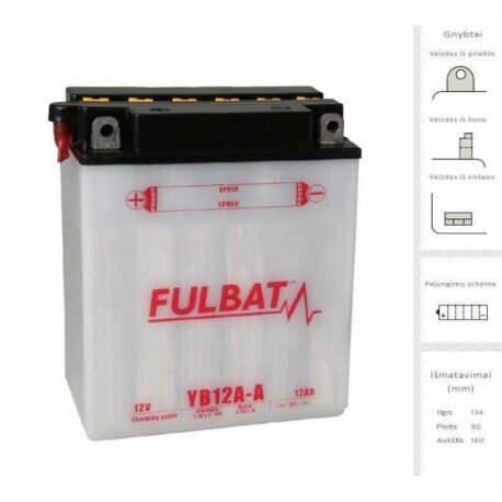 Aku FULBAT YB12A-A, 12 Ah 12V hind ja info | Mootorrataste akud | kaup24.ee