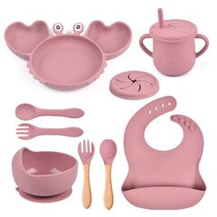 Набор детской посуды Краб, силикон, розовый цена и информация | Детская посуда, контейнеры для молока и еды | kaup24.ee