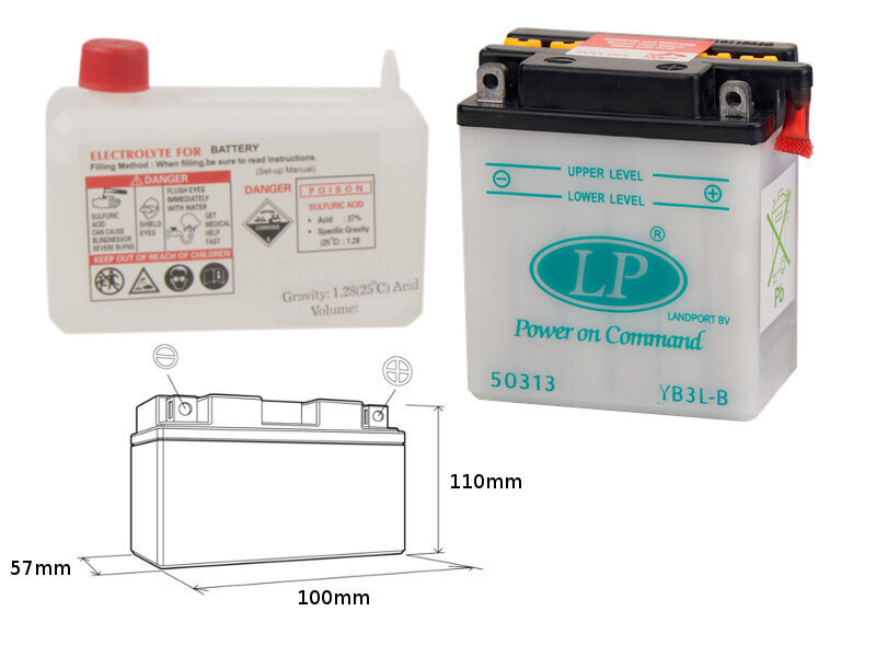 Aku Landport YB3L-B, 3 Ah 12V hind ja info | Mootorrataste akud | kaup24.ee