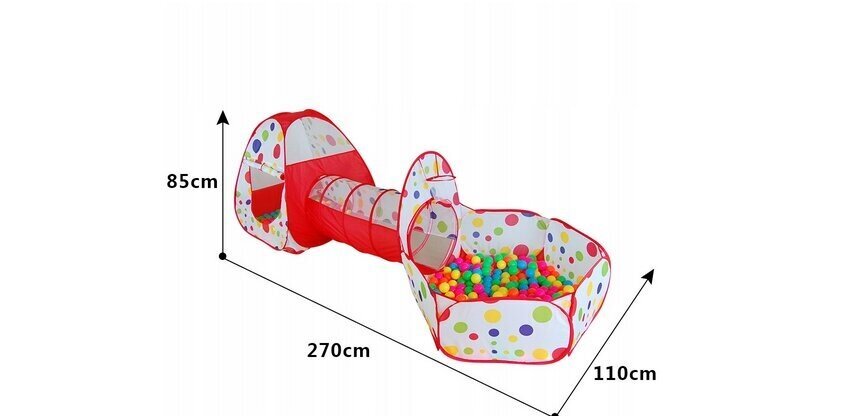 Laste automaattelk, tunnel, mängumaja, punane цена и информация | Mänguväljakud, mängumajad | kaup24.ee
