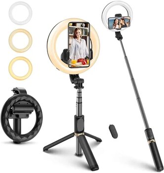 Selfipulk statiivi ja rõngasvalgusega, Q07 (selfie stick) hind ja info | Selfie sticks | kaup24.ee