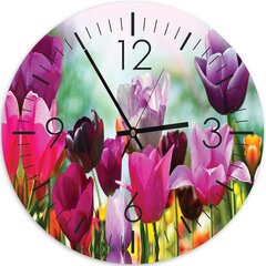 Настенные часы, Цветные тюльпаны, 80x80см цена и информация | Часы | kaup24.ee