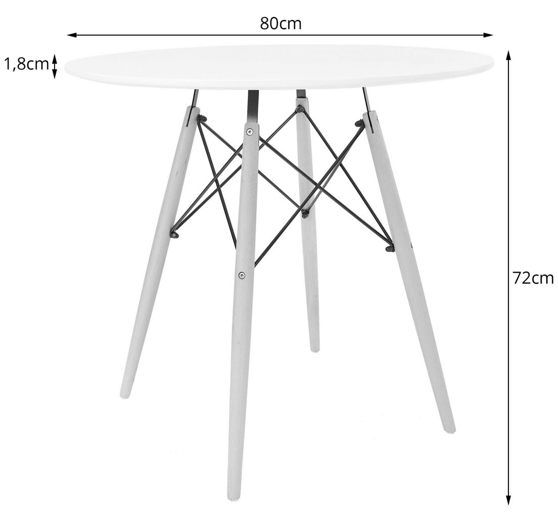 Laud TODI 80cm, valge/must hind ja info | Köögi- ja söögilauad | kaup24.ee