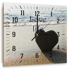 Настенные часы, Сердце на пляже, 60x60см цена и информация | Часы | kaup24.ee