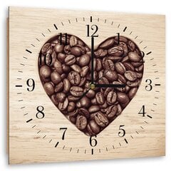 Настенные часы, Кофейное сердце, 40x40см цена и информация | Часы | kaup24.ee