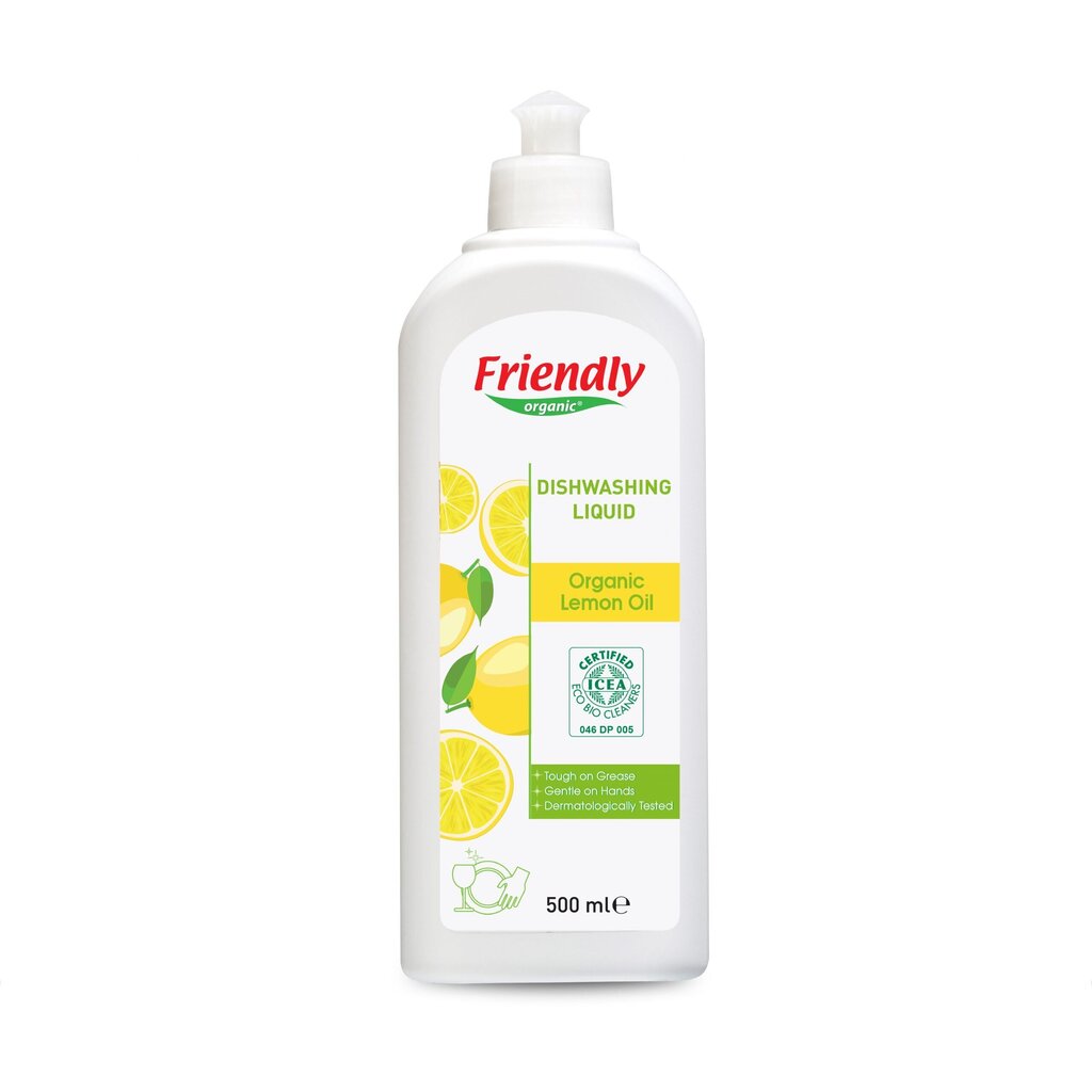 Friendly Organic orgaaniline sidruniõliga nõudepesuvahend, 500 ml цена и информация | Nõudepesuvahendid | kaup24.ee