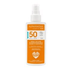 Alphanova Sun orgaaniline monoi lõhnaline veekindel mineraalsete filtritega päikesekaitse sprei SPF50, 125 ml hind ja info | Päikesekreemid | kaup24.ee