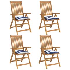 vidaXL toolipadjad 4 tk, sinise/valge triibuline, 50x50x7 cm, kangas hind ja info | Toolipadjad ja -katted | kaup24.ee