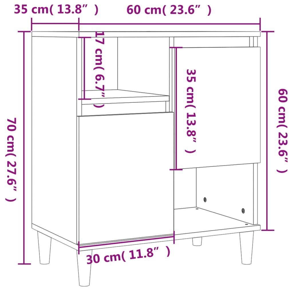 vidaXL puhvetkapid 2 tk, kõrgläikega valge, 60 x 35 x 70 cm, tehispuit цена и информация | Elutoa väikesed kapid | kaup24.ee