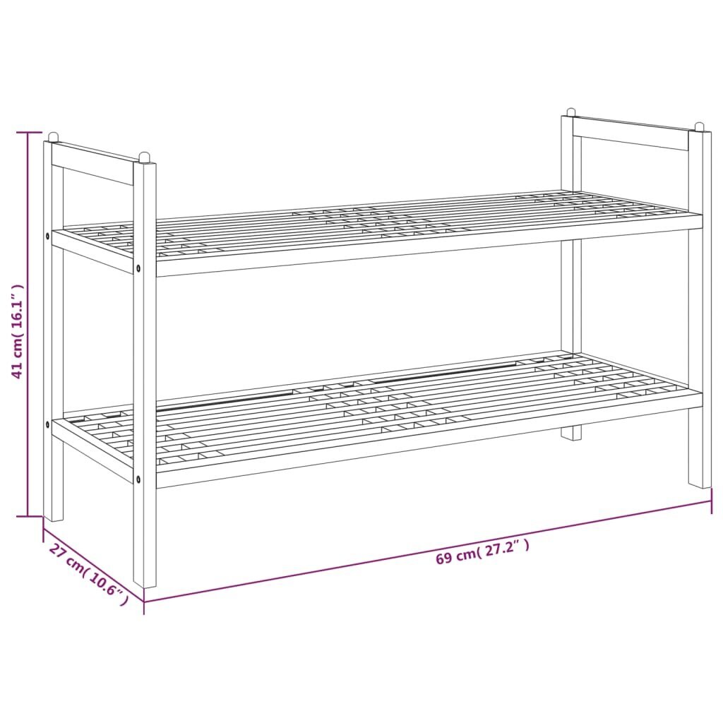 vidaXL kingariiul, 69 x 27 x 41 cm, pähkel цена и информация | Jalatsikapid, jalatsiriiulid | kaup24.ee