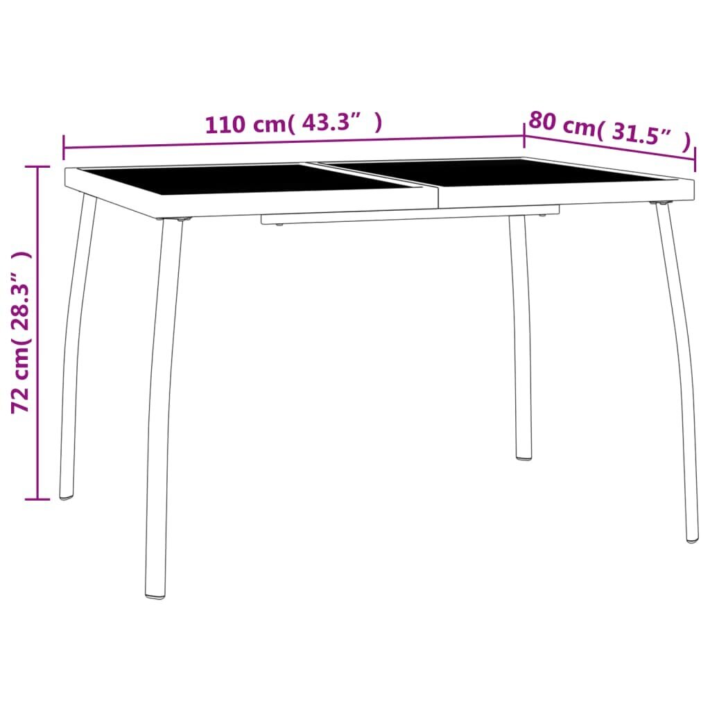 vidaXL aialaud, antratsiithall, 110 x 80 x 72 cm, terasvõrk hind ja info | Aialauad | kaup24.ee