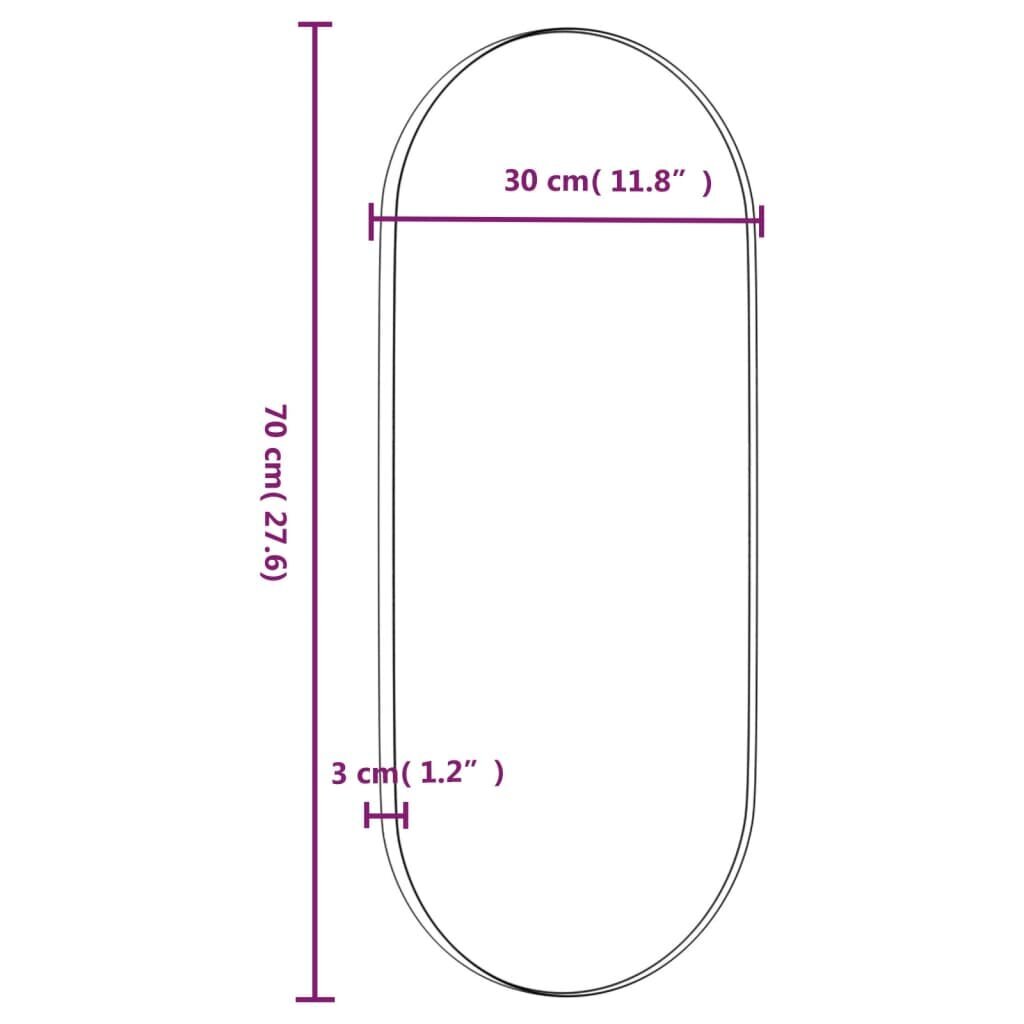 vidaXL seinapeegel, kuldne, 30 x 70 cm, ovaalne цена и информация | Peeglid | kaup24.ee