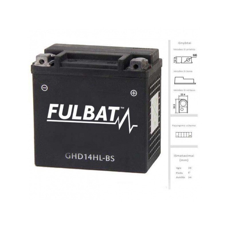 Aku FULBAT GHD14HL-BS, 14 Ah 12V hind ja info | Mootorrataste akud | kaup24.ee