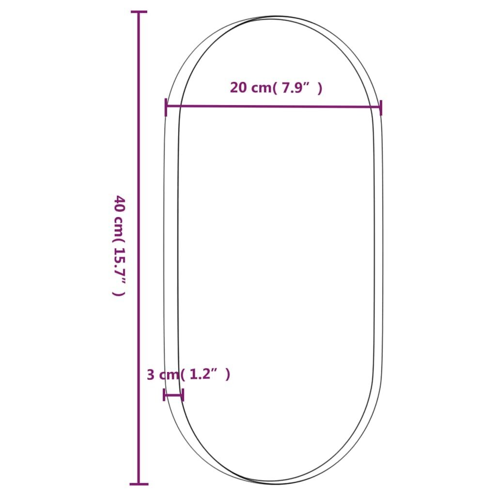 vidaXL seinapeegel, must, 20 x 40 cm, ovaalne hind ja info | Peeglid | kaup24.ee