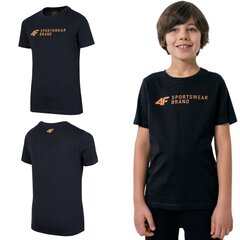 Футболка 4F Jr HJZ22-JTSM003 30S, черный цена и информация | Рубашки для мальчиков | kaup24.ee
