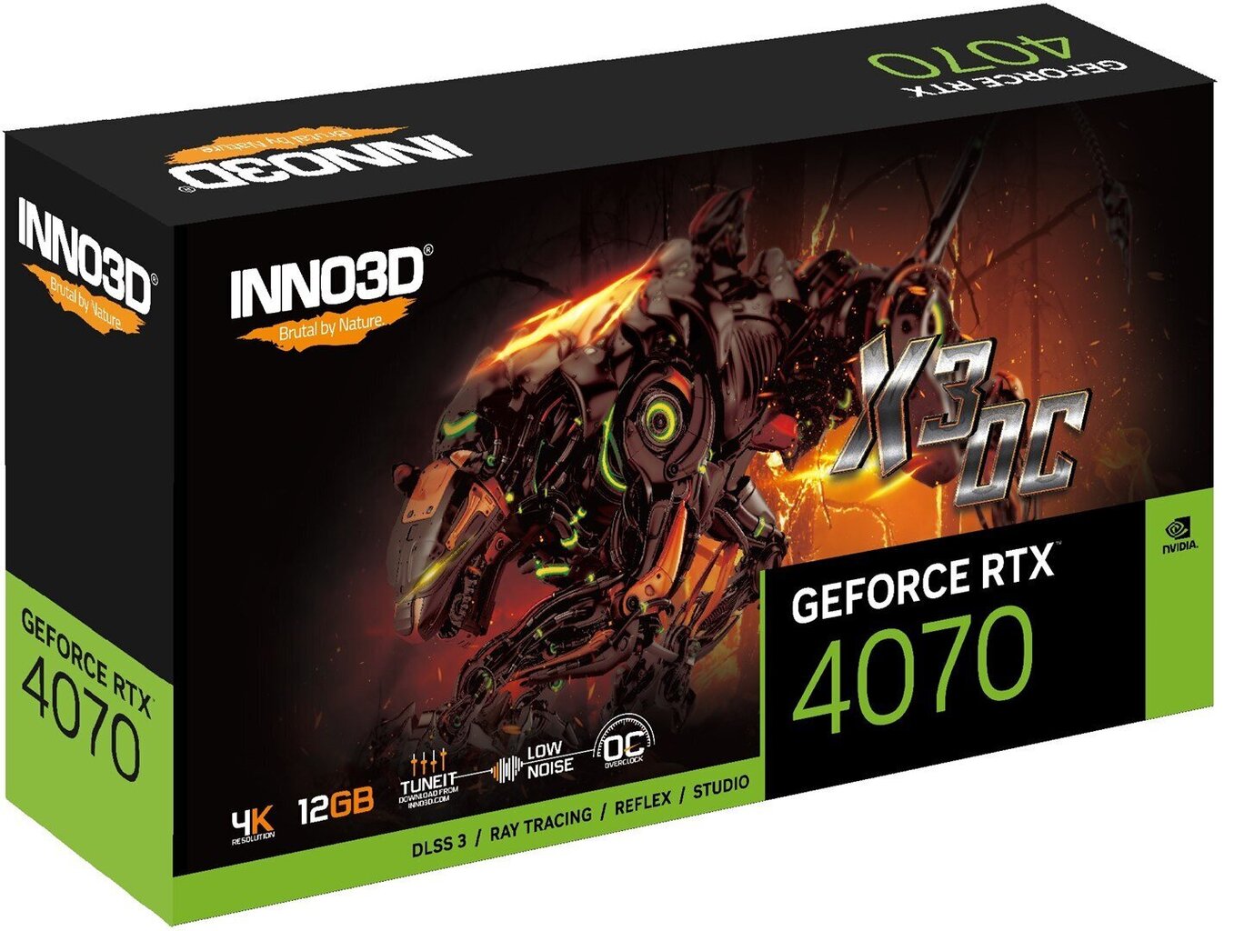 Inno3D GeForce RTX 4070 X3 OC (N40703-126XX-185252L) hind ja info | Videokaardid (GPU) | kaup24.ee